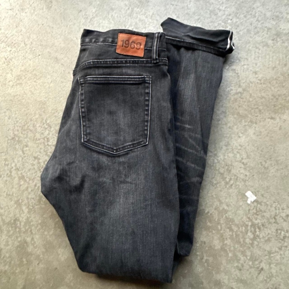 GAP Jeans Men 32x30 Black 1969 Japanese Selvedge Denim Pants Straight Button Fly